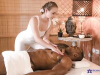 Petite Masseuse Lady Bug Blows And Rides Her Black Lover With Great Pleasure