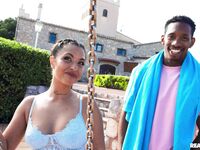 Pigtailed Minx Hiba Hakimi Pleasures Cocky Black Dude Outdoors