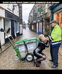 Cathy Shiny Latex Cum Slut in Public Street Sucking off Cock