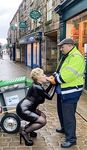 Cathy Shiny Latex Cum Slut in Public Street Sucking off Cock