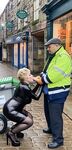 Cathy Shiny Latex Cum Slut in Public Street Sucking off Cock