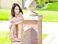 Kinky Chick Emily Grey Loses Off Her Yellow Dress And Exposes Nude Teenage Charms Outdoor