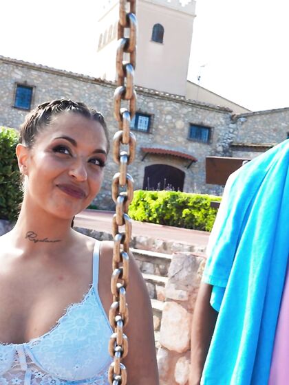 Pigtailed Minx Hiba Hakimi Pleasures Cocky Black Dude Outdoors