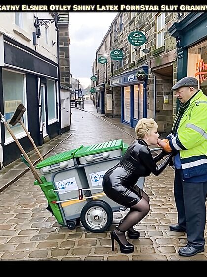 Cathy Shiny Latex Cum Slut in Public Street Sucking off Cock