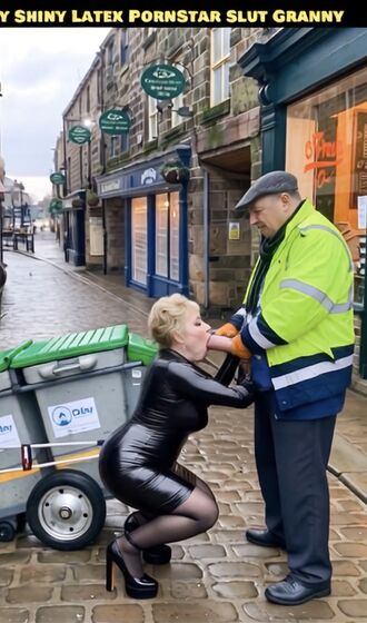 Cathy Shiny Latex Cum Slut in Public Street Sucking off Cock