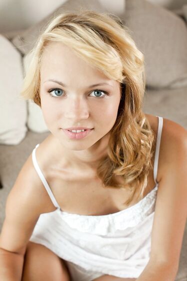 Blonde Teen Eve Luv Uncovers The View On Her Adorable Tan Lined Nude Body
