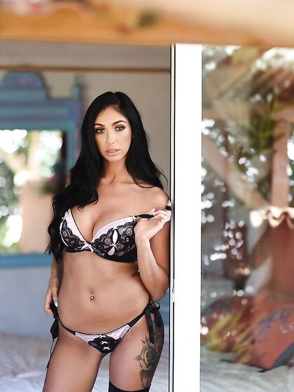 Anya Leigh Shooting In Sexy Black Lingerie