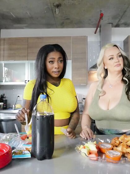 Chubby Mature With Tattoos Fucks Her Girlfriend In The Kitchen photos (Gogo Fukme, Kendra Kox)