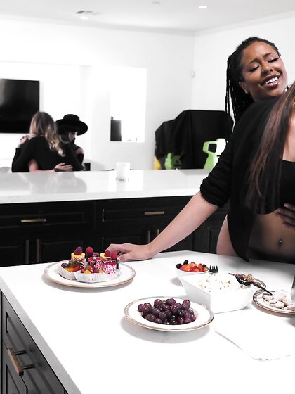 Kira Noir And Bella Rolland Pleasuring Each Other On The Table