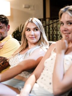 Busty Blonde Chick Maisey Monroe Gets Banged On Leather Couch