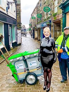 Cathy Shiny Rubber Latex Dress High Heels Slut Public Walk