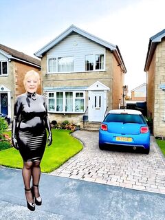 Cathy Shiny Rubber Latex Dress High Heels Slut Public Walk