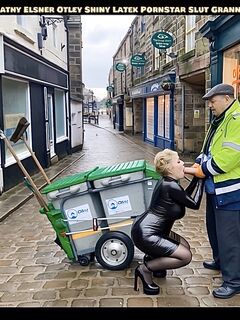 Cathy Shiny Latex Cum Slut in Public Street Sucking off Cock