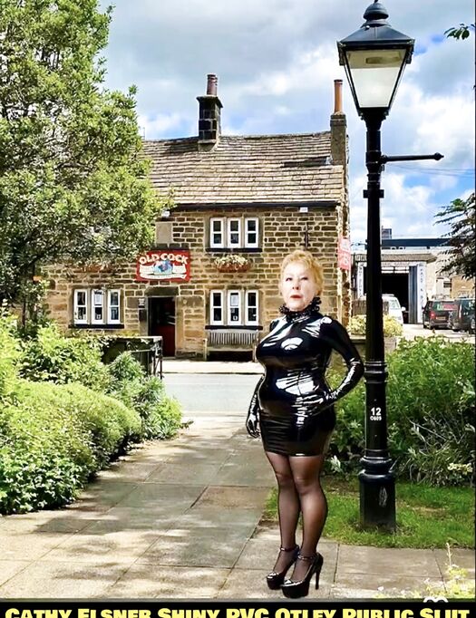 Cathy Shiny PVC Dress High Heels Public Slut in Town Centre