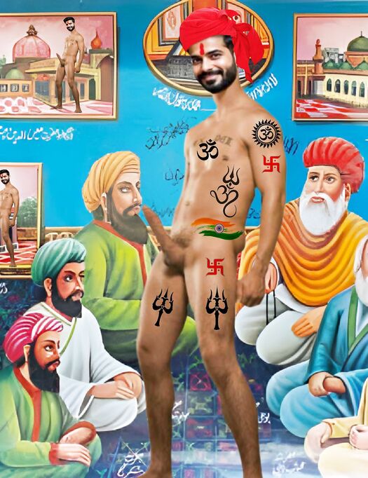 Indian Hindu boy nude undress muslim wall post